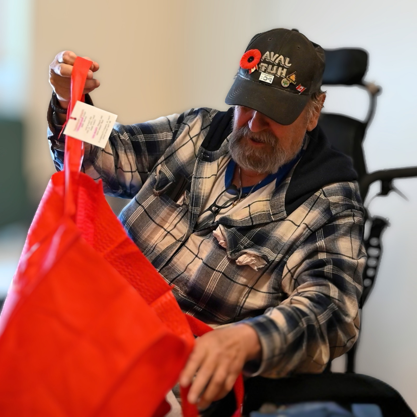 Client receiving a Secret Santa gift